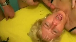 two german chicks in a wild bukkake orgy